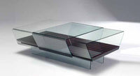 Slide - Luxury coffee table with wooden base and sliding  glass top by Reflex