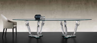 Casanova 72 - high-end glass topped dining table with hand-blown glass base