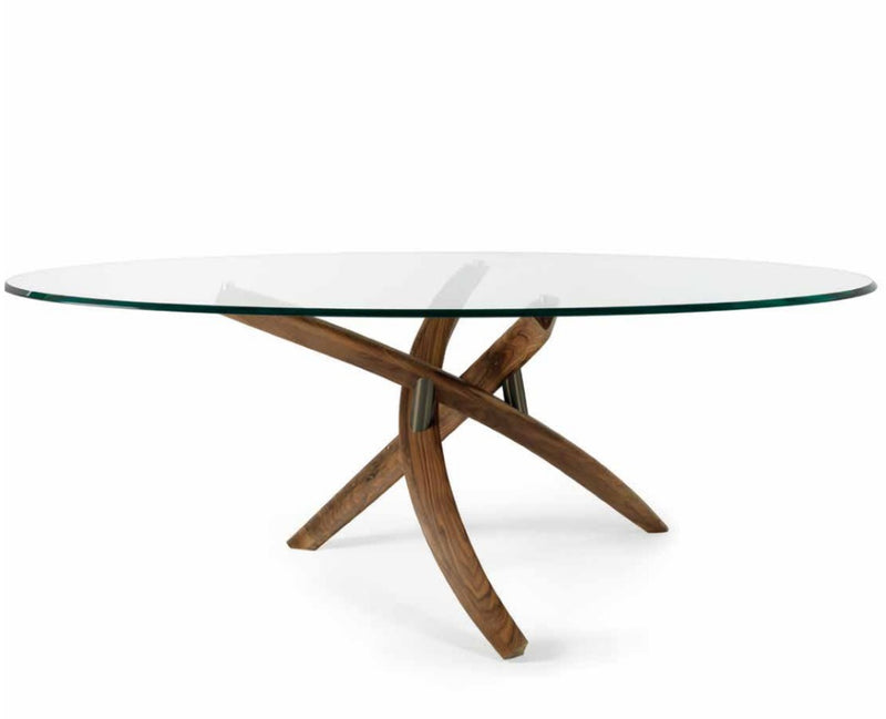 Fili D' Erba 72 Legno - Glass dining  table solid walnunt base  Reflex