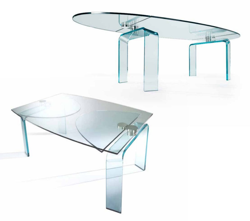 Policleto Ellittico - extendable glass table by Reflex