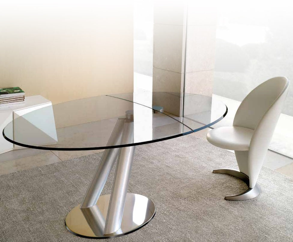 Policleto Jazz - High end modern expandable glass dining table by Reflex made in Italy