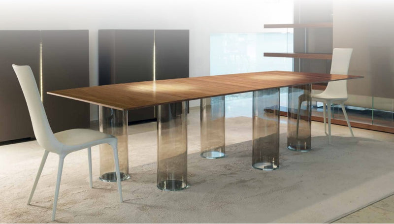 Signore Degli Anelli 72 - Dining table with glass top and Murano glass legs made by Reflex   design Luxury