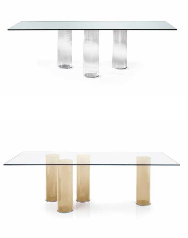 Signore Degli Anelli 72 dining tables with two versions of Murano glass bases