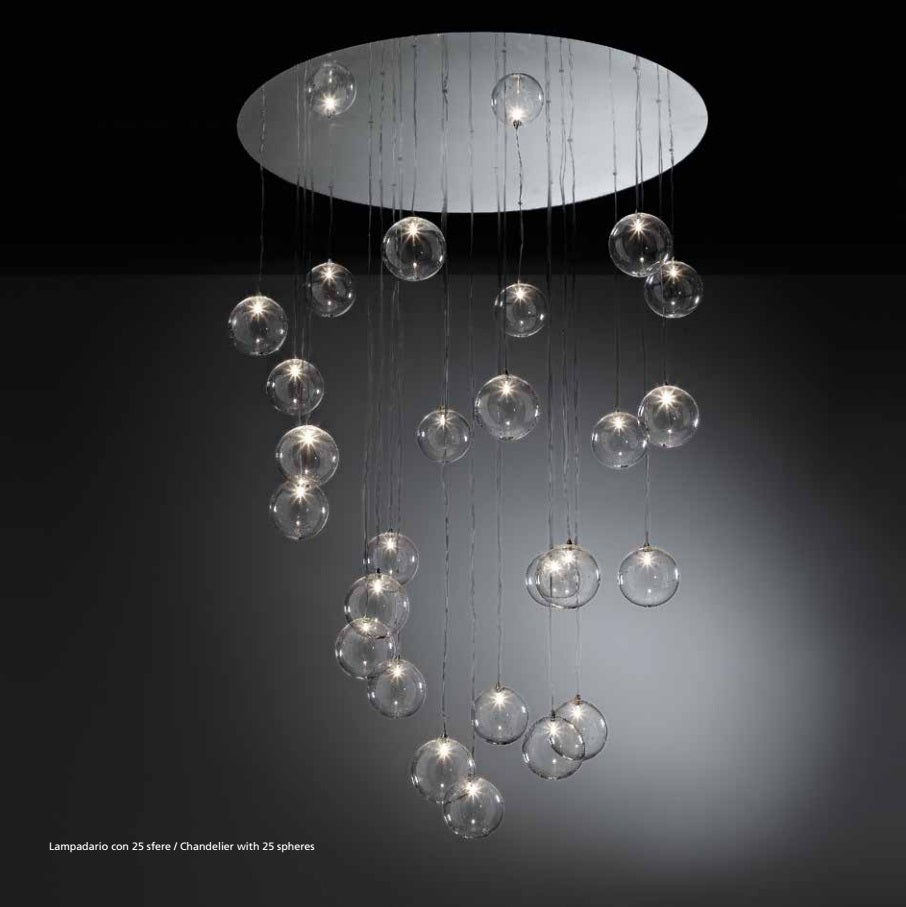 View of Bulles Lampadario Chandelier by Reflex on a Black Background