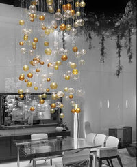 Colored Blown Glass Spheres on Italian Chandelier made by Reflex