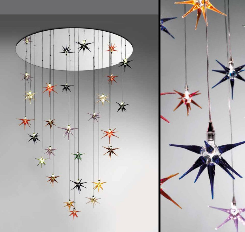 Stella Lampadario chandelier with colored stars - italydesign.com