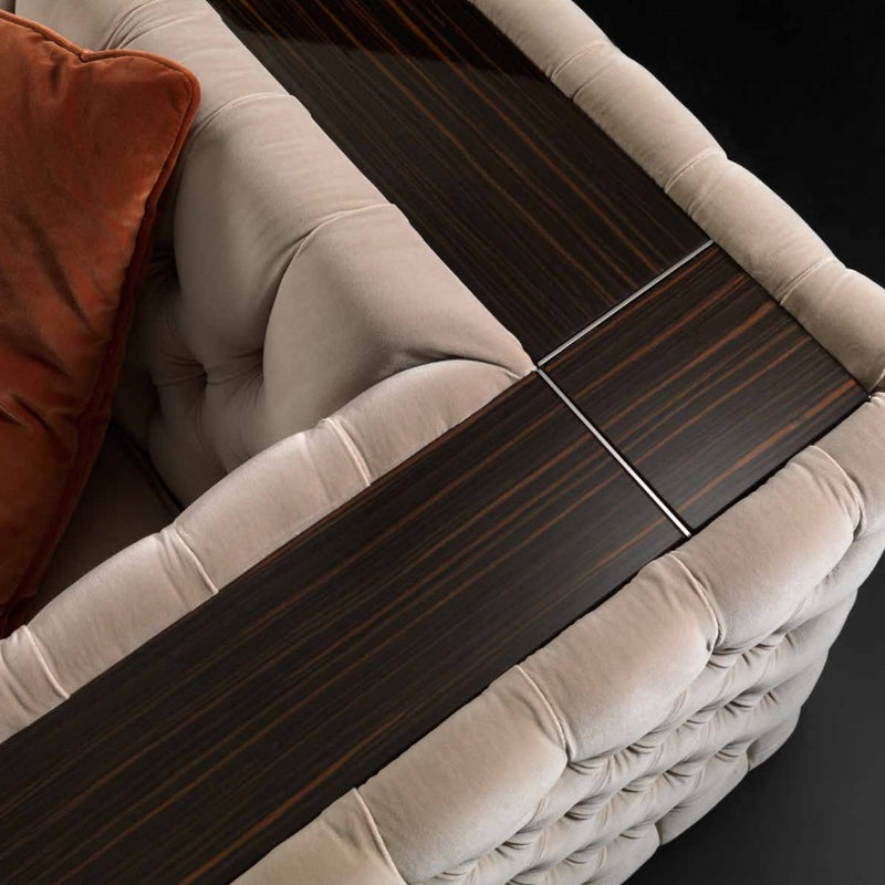 close view of the Ca' D'Oro Sofa Collection wood grain