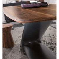 Close view of designer Italian table and stool
