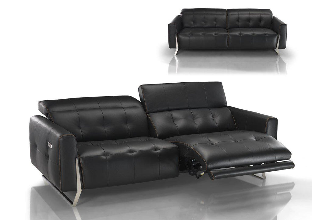 Conforto Recliner - black Leather sofa with recliners made in Italy