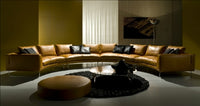 Front view of Modern Luxury round  leather sectional by I4Mariani made in Italy