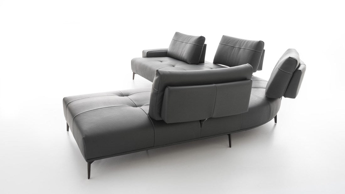Rear view of black Italian sofa