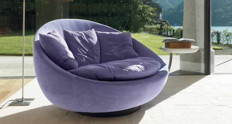 purple round swivel chair made in Italy