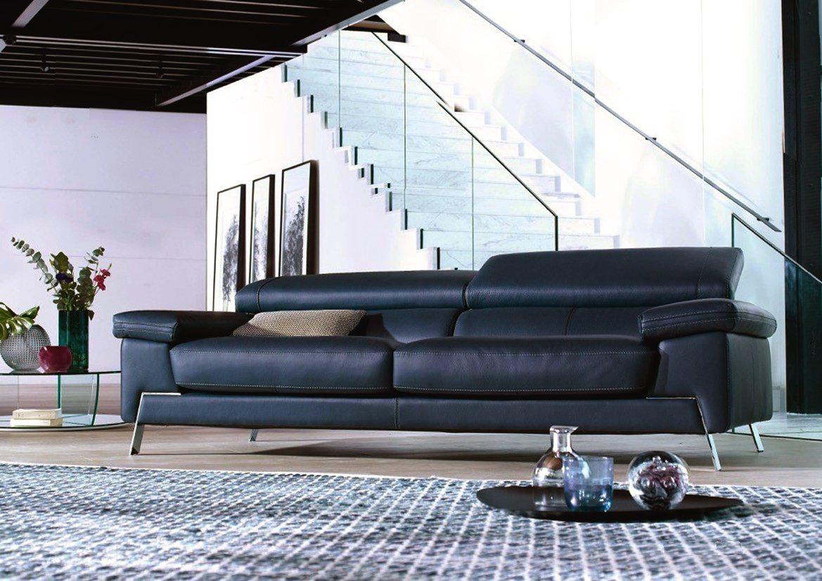 Recline Sofa - black sofa with adjustable  headrests  made in Italy