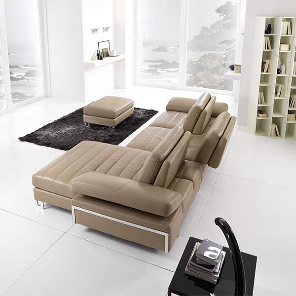 Stallone Sectional Sofa - Leather sectional made in Italy with adjustable  backs made in Italy