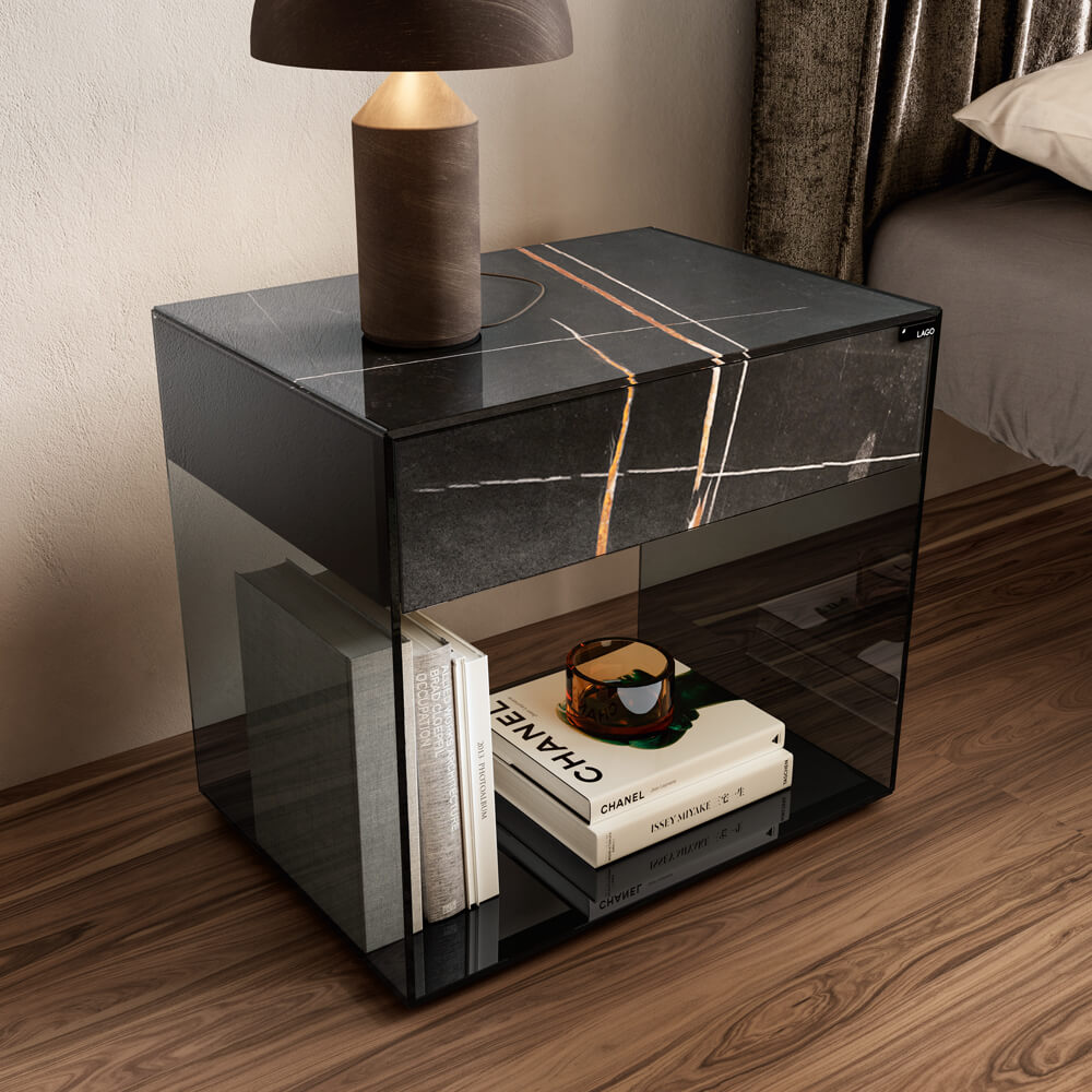 Up Glass Bedside Table