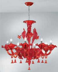 Veneziano Red Glass Chandelier - italydesign.com